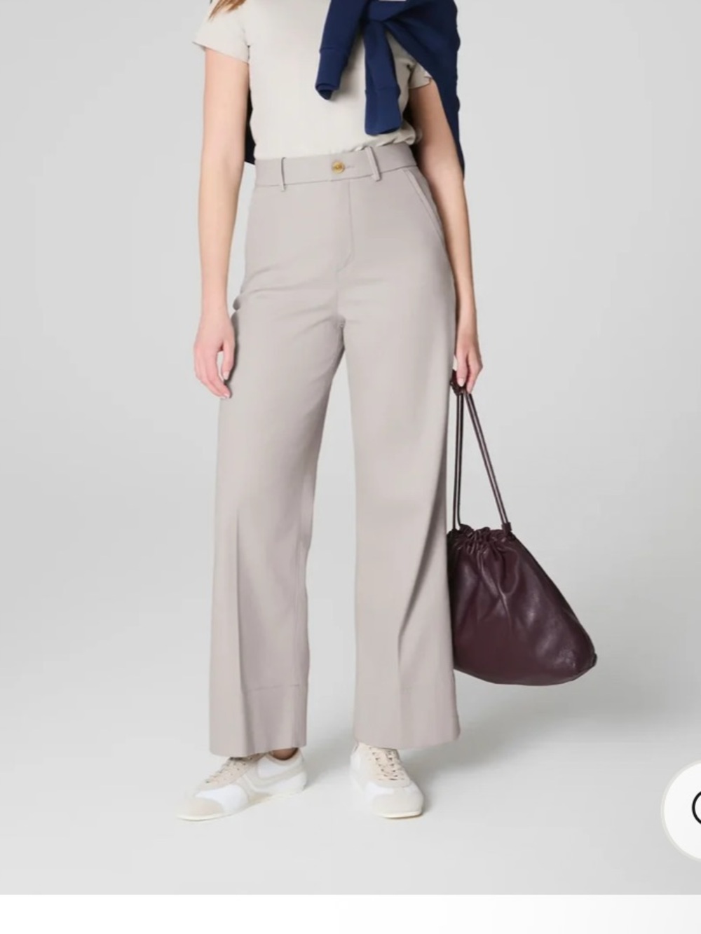 Spanx Supersmooth Stretch Twill Cropped Wide Leg Pant Bone SP